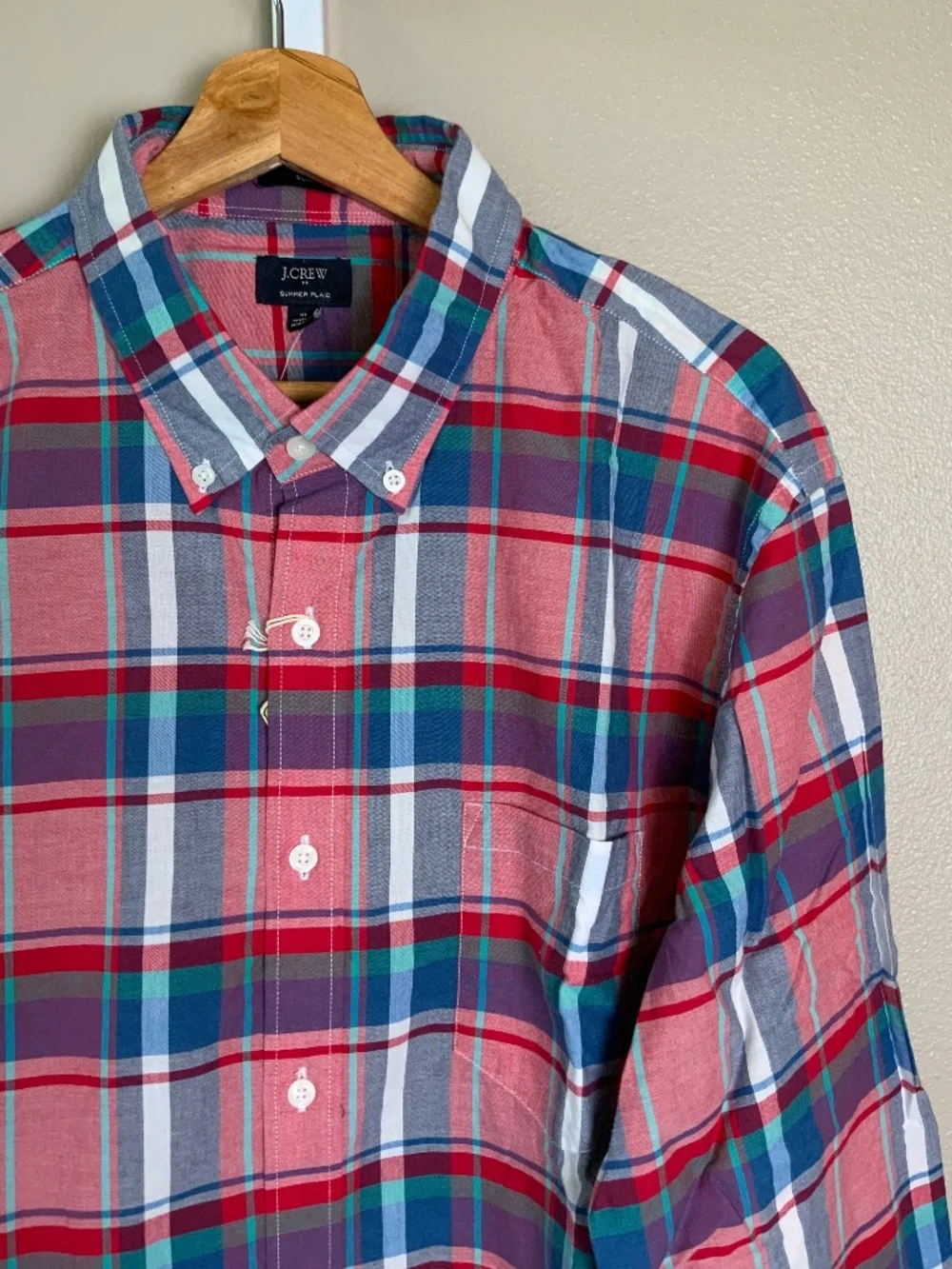 J. Crew Slim Summer Plaid Button Down Oxford Shirt